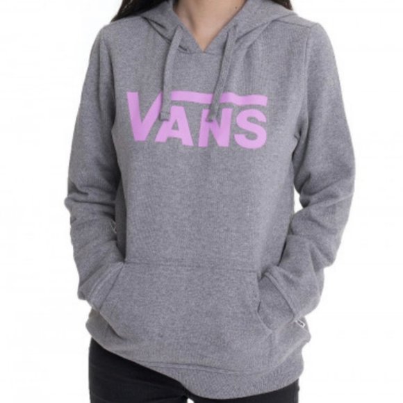 Vans Tops - VANS Hooded Womens Size VN0A53OV02F Classic V Pullover Sweatshirt Grey Logo Pink